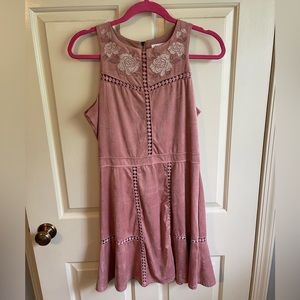 Pink Floral Velvet Dress